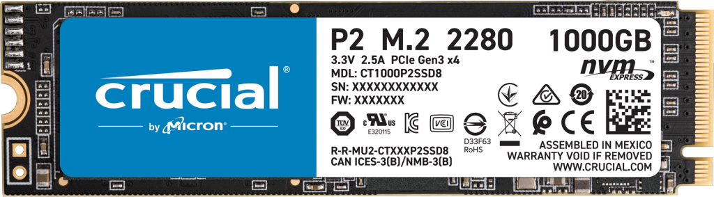 Crucial Hard Disk Crucial P2 M.2 SSD Capacità:1 TB 
