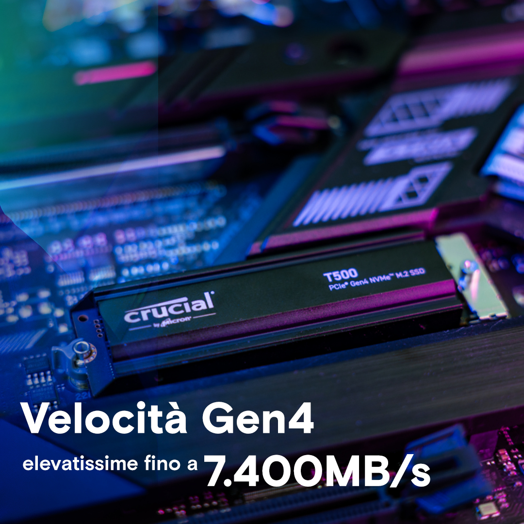 Crucial T500 4TB PCIe Gen4 NVMe M.2 SSD with heatsink- view 2