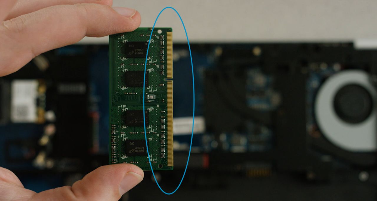 I pin dorati o i componenti di un modulo di memoria per evitare quando installi la memoria.
