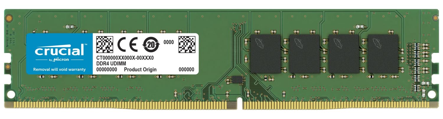 Un modulo di memoria RAM Crucial UDIMM DDR4 