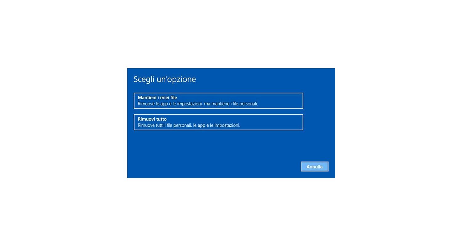 Finestra di pop-up di Windows 10 che invita l’utente a rimuovere i suoi file del computer e pulire la sua unità