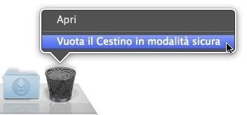 Cattura schermo dell’opzione Svuota Cestino su un Mac