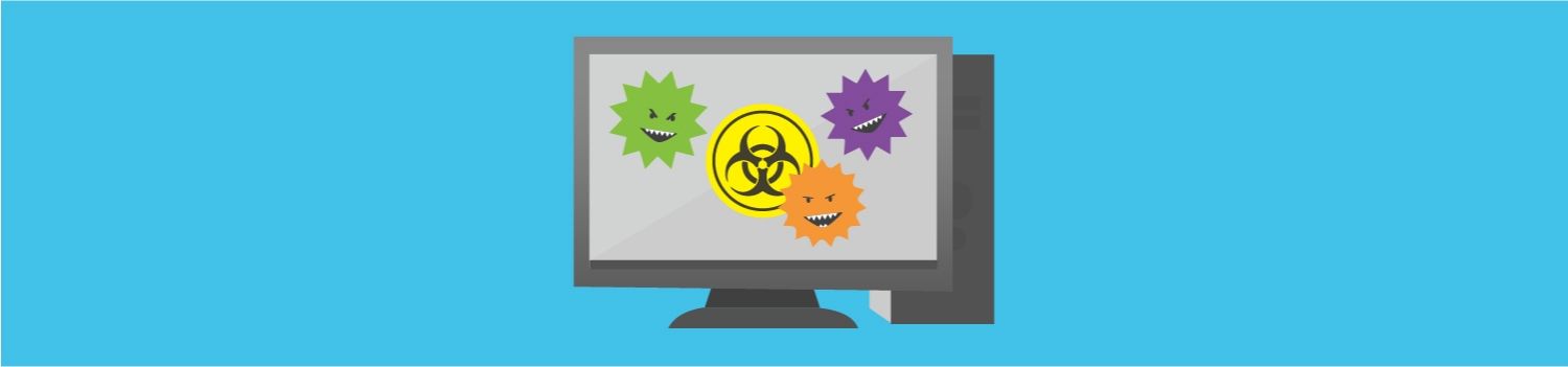 Virus informatici attaccano un computer desktop