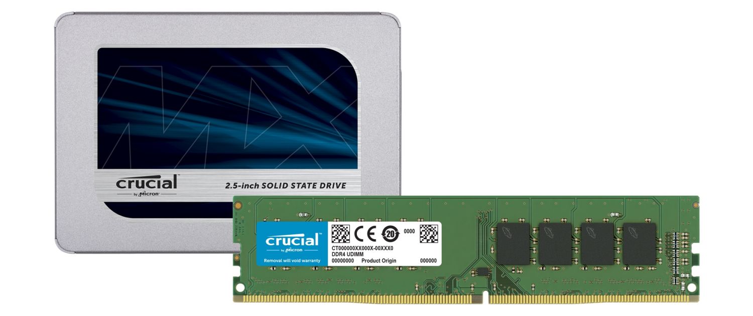 Moduli di memoria RAM e SSD Crucial